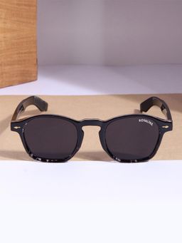 ROYALTAIL - Black Glaucon Modern Round UV Protection Unisex Sunglasses (50)