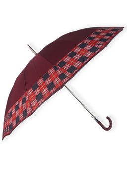 Little Surprise Box - Maroon Checks Large Canopy Size Umbrella
