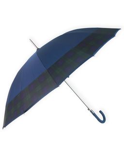 Little Surprise Box - Navy Blue And Black Checks Large Canopy Size Umbrella