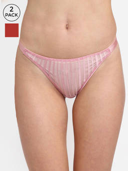 AOBA - Women Panty Pack of 2 Assorted Thongs