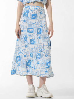 ONLY - Light Blue Printed Midi Skirt