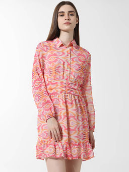 ONLY - Pink Printed Mini Shirt Dress