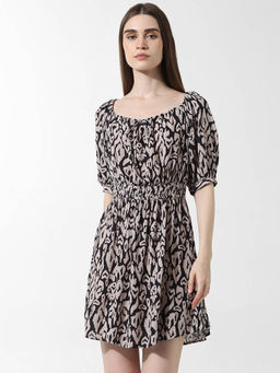 ONLY - Black Printed Fit and Flare Dress
