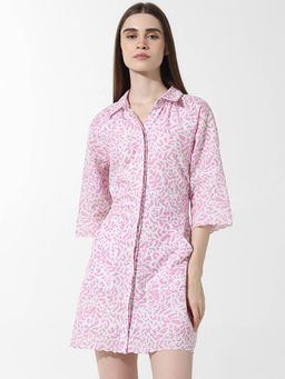 ONLY - Pink Schiffli Shirt Dress