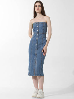 ONLY - Blue Off-Shoulder Denim Dress