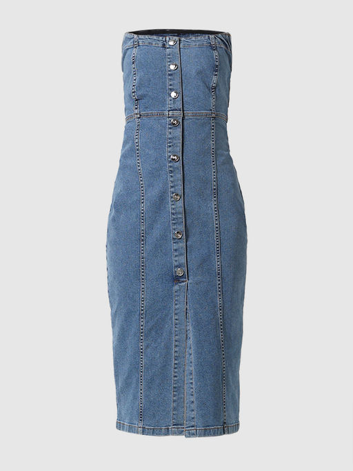 Buy ONLY Blue Off-Shoulder Denim Dress Online