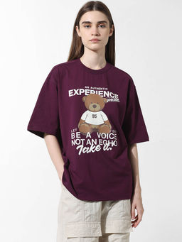 ONLY - Purple Printed Oversized T-Shirt