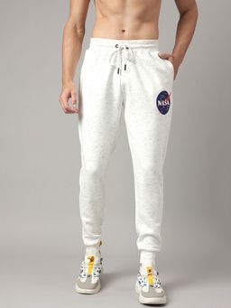 Free Authority - Official Nasa Printed Cotton Blend White Joggers