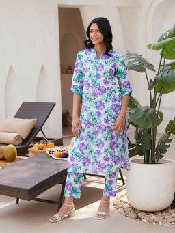 Aurelia - Women Multi-Color Floral Print Cotton Co-Ord (Set of 2)