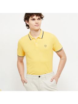 max - Men Solid Slim Fit Polo T-shirt - Yellow