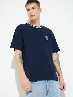 max - URB_N Men Solid T-shirt - Navy Blue
