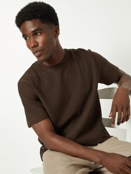 max - Men Ribbed T-shirt - Brown