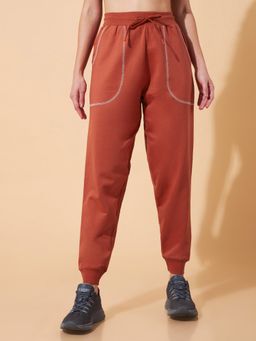 CULT - Women Pop-Up Thread Leisure Rust Cotton Joggers