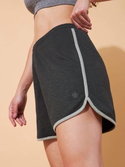CULT - Women Dolphin Hem Leisure Charcoal Black Cotton Shorts