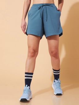 CULT - Women Leisure Blue Cotton Shorts