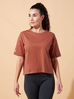 CULT - Women Harmony Printed Rust Cotton T-Shirt