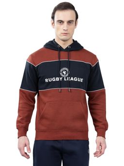 Cantabil - Rust Printed Casual Hoodie