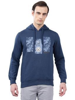 Cantabil - Blue Printed Casual Hoodie