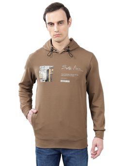Cantabil - Brown Printed Casual Hoodie