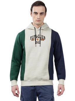 Cantabil - Beige Color Block Casual Hoodie