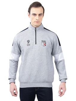 Cantabil - Grey Self Design Casual Sweatshirt