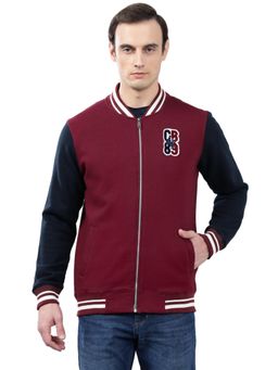 Cantabil - Maroon Color Block Casual Jacket
