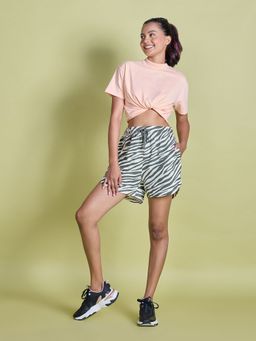 Nykd by Nykaa - Printed Terry Shorts NYAT287 Zebra Green