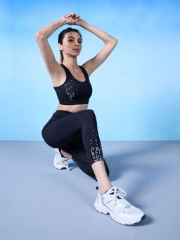 Nykd by Nykaa - High Rise Legging with Pixel Print -NYK299-Jet Black