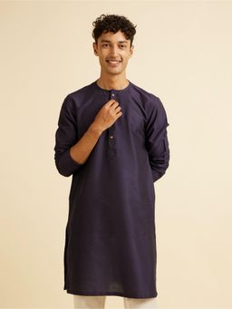 Manyavar - Dark Blue Classic Plain Inside Kurta for Men