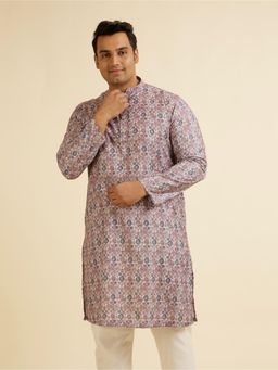 Manyavar - Men'S Peach Blended Cotton Print Kurtas