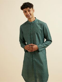 Manyavar - Olive Green Buta Motif Printed Kurta for Men