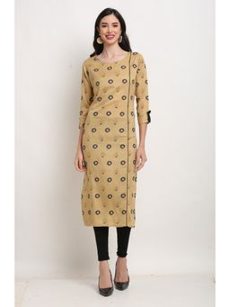 Rajnandini - Womens Beige Pure Cotton Jaipuri Printed Kurta