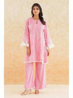 SAYARISH - Pink Embroidered Cotton Co-Ord Set