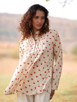 Chidiyaa - Cream Dil Ibaadat Hand Block Printed Cotton Top