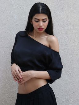 Chidiyaa - Black Sway Serenity Modal Silk Top