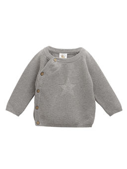 THE BABY TRUNK - Grey 100% Knitted Cotton Button down Cardigan for Boy