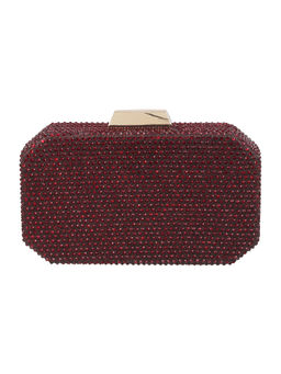 Metro - Maroon Mirror Work Faux Leather Clutch