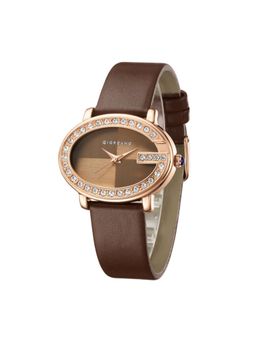Giordano - Monogram Watch for Women with Elegant Oval Shape Dial - Brown (M)