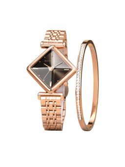 Giordano - Women Rose Gold Analog Watch with Bracelet Set - Brown (M)