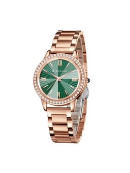 Giordano - classic Watch for Women with Round Diamond Cut Glass Dial - Green (M)