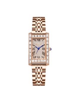Giordano - Rectangular Dress Watch for women with Crystal Bezel - Rose Gold (M)
