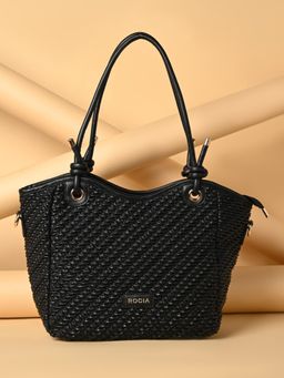 ROCIA - By Regal Black Casual Textured Day Handbag