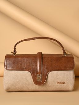 ROCIA - By Regal Brown Smart Jute Textured Handbag