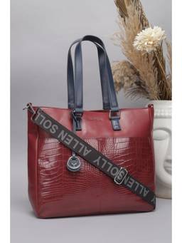 Allen Solly - Women Maroon Formal Handbag with Detachable Strap