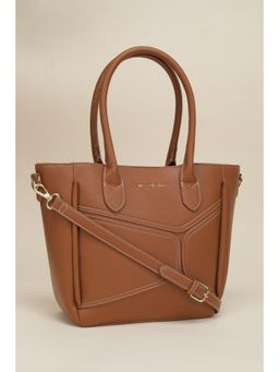 Van Heusen - Women Brown Textured Casual Handbag with Detachable Strap