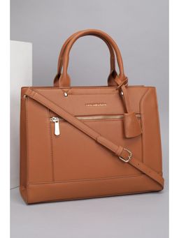 Van Heusen - Women Brown Solid Casual Handbag with Detachable Strap