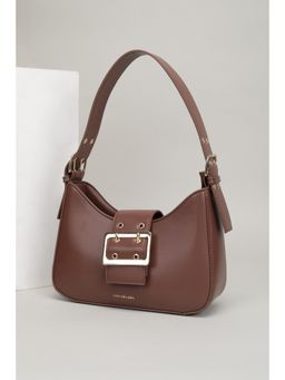 Van Heusen - Women Brown Solid Casual Handbag
