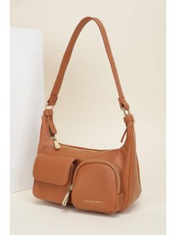 Van Heusen - Women Brown Solid Casual Handbag