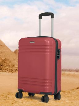 Teakwood - Unisex Solid Hard Sided Trolley Bag - Maroon