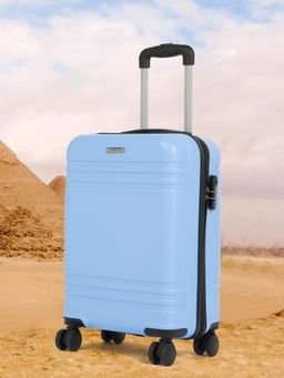 Teakwood - Unisex Solid Hard Sided Trolley Bag - Blue